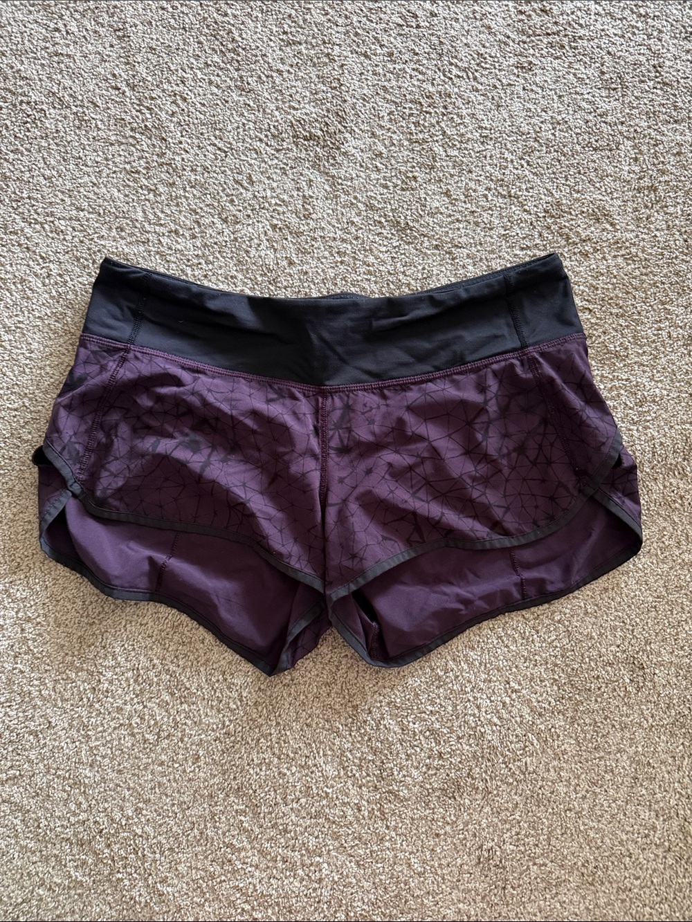 lululemon athletica Plum Running Shorts with Black Waistband
